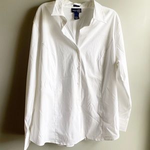 White Long Sleeve Button Down Blouse - 18/20